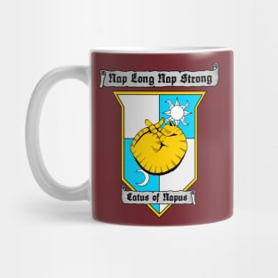 Cat Coat of Arms Shirt: Nap Long Nap Strong Mug